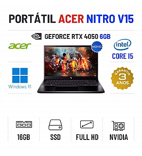 ACER NITRO V15 | 15.6'' FULLHD 165Hz | I5-13420H | 16GB RAM | 480GB SSD | RTX4050 6GB | TECLADO NUMÉRICO