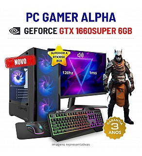 CONJUNTO GAMER ALPHA | GTX1660SUPER-6GB=RTX3050-8GB | RYZEN 3 = i7-7700K | 16GB RAM | 480GB SSD COM MONITOR + ACESSORIOS