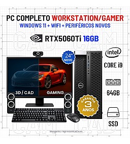CONJUNTO WORKSTATION/GAMER DELL 5820 EXTREME 3D EDITION | i9-10980XE | 64GB RAM | 480GB | RTX5060Ti-16GB COM MONITOR + ACESSORIOS