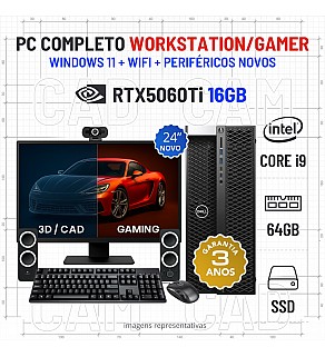 CONJUNTO WORKSTATION/GAMER DELL 5820 EXTREME 3D EDITION | i9-10980XE | 64GB RAM | 480GB | RTX5060Ti-16GB COM MONITOR + ACESSORIOS