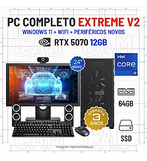 CONJUNTO 3D/CAD EXTREME V2 | i9-12900KF | 64GB RAM | 960GB SSD | RTX5070-12GB COM MONITOR + ACESSORIOS