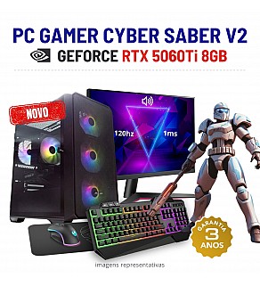 CONJUNTO GAMER CYBER SABER V2 | RTX5060TI-8GB | i5-14GEN=i7-11700K | 32GB RAM | 960GB SSD COM MONITOR + ACESSORIOS