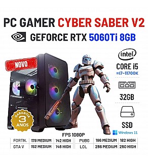 PC GAMER CYBER SABER V2 NOVO | RTX5060Ti-8GB | i5-14GEN=i7-11700K | 32GB RAM | 960GB SSD