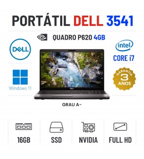 DELL PRECISION 3541 | 15.6" FULLHD | I7-9750H | 16GB RAM | 480GB SSD | QUADRO P620 4GB