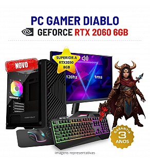 CONJUNTO GAMER DIABLO | RTX2060-6GB SUPERIOR A RTX3050-8GB | RYZEN 5 PRO = i5-12400F | 16GB RAM | 480GB SSD COM MONITOR + ACESSORIOS