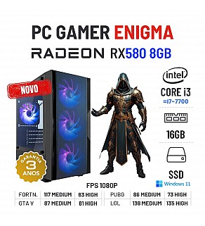 PC GAMER ENIGMA NOVO | RX580-8GB | i3-10GEN=I7-7700 | 16GB RAM | 480GB SSD