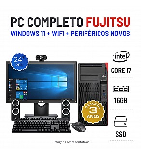 CONJUNTO FUJITSU ESPRIMO P558 | i7-8700 | 16GB RAM | 480GB SSD COM MONITOR + ACESSORIOS