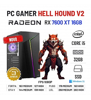 PC GAMER HELL HOUND V2 NOVO | RX7600XT-16GB | i5-14400F | 32GB RAM | 960GB SSD