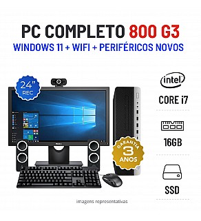 CONJUNTO HP 800 G3 SFF | i7-7700 | 16GB RAM | 240GB SSD COM MONITOR + ACESSORIOS