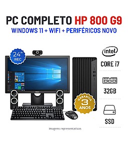 CONJUNTO HP 800 G9 TOWER | i7-12700 | 32GB RAM | 480GB SSD COM MONITOR + ACESSORIOS