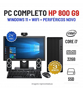 CONJUNTO HP 800 G9 TOWER | i7-12700 | 32GB RAM | 480GB SSD COM MONITOR + ACESSORIOS