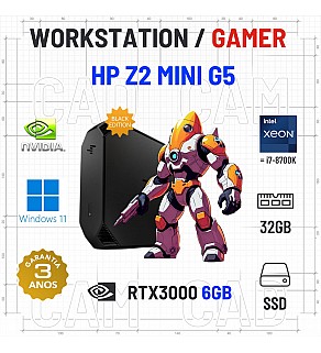 WORKSTATION/GAMER HP Z2 G5 MICRO/MINI | XEON=i7-8700K | 32GB RAM | 960GB SSD | RTX3000-6GB=RTX3050-6GB