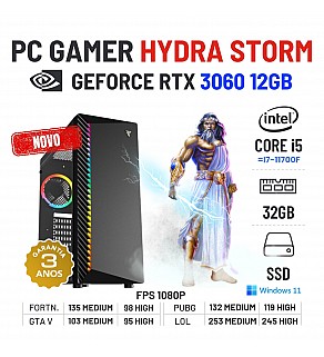 PC GAMER HYDRA STORM NOVO | RTX3060-12GB | i5-13GEN=i7-11700F | 32GB RAM | 960GB SSD
