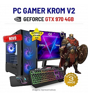 CONJUNTO GAMER KROM V2 | GTX970-4GB SUPERIOR A GTX1650-4GB | RYZEN 3 = i7-7700K | 16GB RAM | 480GB SSD COM MONITOR + ACESSORIOS