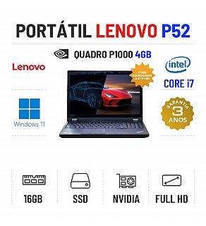 LENOVO P52 | 15.6" FULLHD | i7-8750H | 16GB RAM | 480GB SSD | QUADRO P1000 4GB = GTX1050 | TECLADO NUMERICO