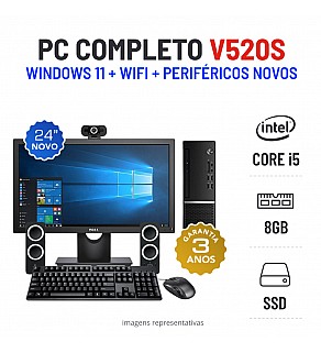 CONJUNTO PC LENOVO V520S SFF | i5-7500 | 8GB RAM | 240GB SSD COM MONITOR + ACESSORIOS