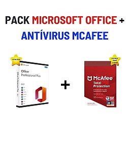 PACOTE MICROSOFT OFFICE 2021 PRO VITALICIO + ANTIVIRUS MCAFEE PROTECAO TOTAL 4 ANOS "POUPA 89€ " 