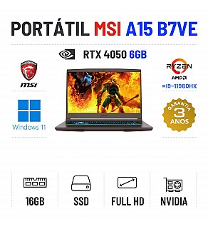 MSI THIN A15 B7VE | 15.6'' FULLHD | RYZEN 7 = i9-11980HK | 16GB RAM | 480GB SSD | RTX 4050 6GB 