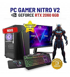 CONJUNTO GAMER NITRO V2 | RTX2060-6GB SUPERIOR A RTX3050-8GB | i3-12GEN=I7-9700 | 32GB RAM | 480GB SSD COM MONITOR + ACESSORIOS