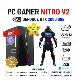 PC GAMER NITRO V2 NOVO | RTX2060-6GB SUPERIOR A RTX3050-8GB | i3-12GEN=I7-9700 | 32GB RAM | 480GB SSD