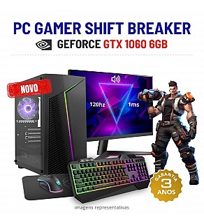 CONJUNTO GAMER SHIFT BREAKER | GTX1060-6GB | XEON=I7-10700 | 32GB RAM | 480GB SSD COM MONITOR + ACESSORIOS
