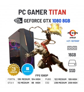 PC GAMER TITAN NOVO | GTX1080-8GB | RYZEN=i7-10700F | 16GB RAM | 480GB SSD