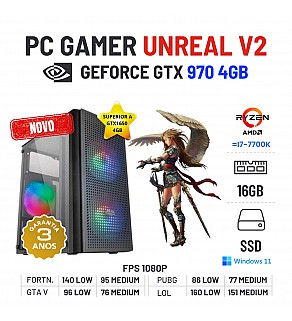 PC GAMER UNREAL V2 NOVO | GTX970-4GB SUPERIOR A GTX1650-4GB | RYZEN 3 = i7-7700K | 16GB RAM | 240GB SSD