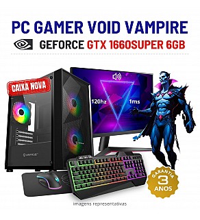 CONJUNTO GAMER VOID VAMPIRE | GTX1660 SUPER-6GB SUPERIOR A RTX3050-8GB | i3 10º GEN = i7-7700 | 16GB RAM | 480GB SSD COM MONITOR + ACESSORIOS