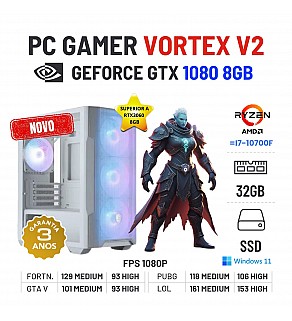 PC GAMER VORTEX V2 NOVO | GTX1080-8GB SUPERIOR A RTX3060-8GB | RYZEN 5 = i7-10700F | 32GB RAM | 480GB SSD