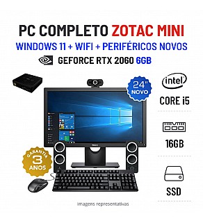 CONJUNTO MINIPC 3D/GAMING | I5-10300H | 16GB RAM | 240GB SSD | RTX 2060 6GB COM MONITOR + ACESSORIOS