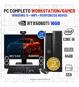 CONJUNTO WORKSTATION/GAMER DELL 5820 EXTREME 3D EDITION | i9-10980XE | 64GB RAM | 480GB | RTX5060Ti-16GB COM MONITOR + ACESSORIOS