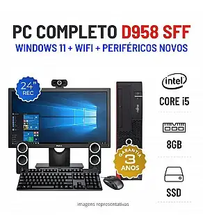 CONJUNTO FUJITSU ESPRIMO D958 SFF | i5-8500 | 8GB RAM | 240GB SSD COM MONITOR + ACESSORIOS