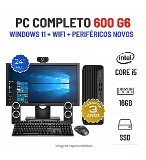 CONJUNTO HP 600 G6 SFF | i5-10400F | 16GB RAM | 240GB SSD COM MONITOR + ACESSORIOS