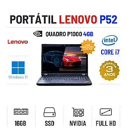 LENOVO P52 | 15.6" FULLHD | i7-8750H | 16GB RAM | 480GB SSD | QUADRO P1000 4GB = GTX1050 | TECLADO NUMERICO